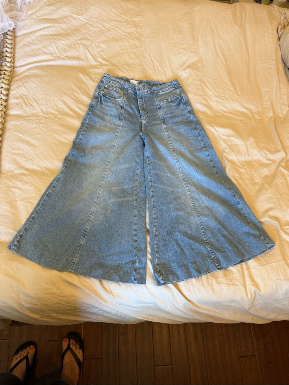 Anthropologie Light Blue Wide-Leg Flare Jeans